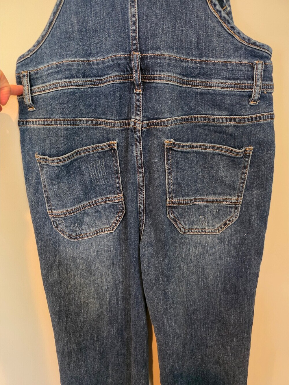 Miou Muse Size Medium Form Fitting Denim Overalls Button Front Bib Medium Wash - Picture 8 of 14